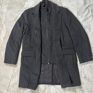 Marc New York Andrew Marc Men's Charcoal Gray Wool Blend Overcoat Large